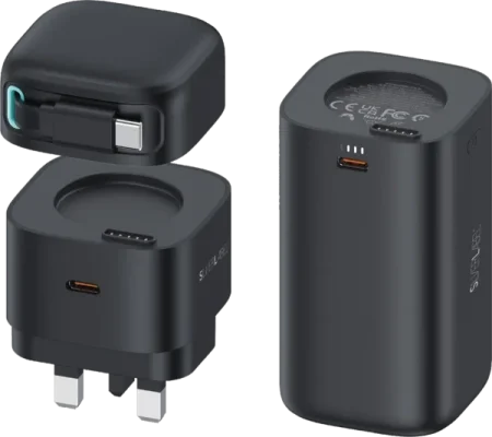 SilverLabel 3-in-1 35W GaN Mains Plug Charger & 18000mAh Power Bank with Retractable USB-C Cable