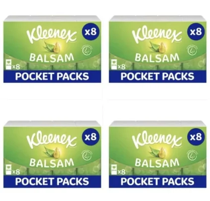 Kleenex Balsam Travel Pocket Facial Tissues Multipack (8 Travel Pocket Packs)