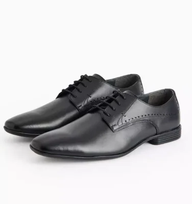 Sole Comfort Black Leather Lace Up Men's Shoes, Size 10