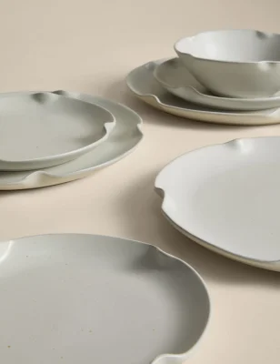 Marks & Spencer 12-Piece Crimped Scallop Diner Set (4 Plates, 4 Side Plates, 4 Bowls)
