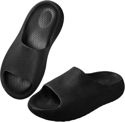 Ankis Cloud Sliders Non-Slip Slippers/Shower Shoes - Black/White - Various Sizes