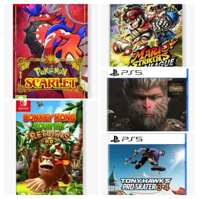 Pokémon Scarlet Nintendo Switch Game / Donkey Kong Country / Mario Strikers / Wukong (PS5) / Tony Hawks 3/4 (PS5)