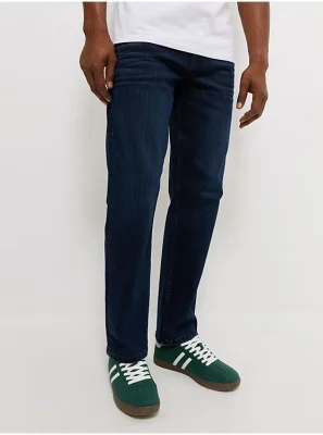 George Men’s Dark Wash Loose Fit Stretch Jeans, Waist 30-42