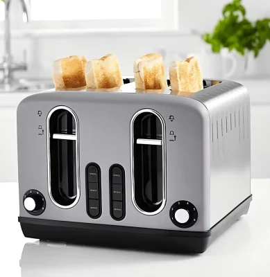 George Home Stainless Steel 4-Slice Toaster - Grey or Navy