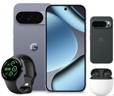 Google Pixel 10 Pro 128GB + Case + Buds 2a + Pixel Watch3 Bundle + 100GB Data, EU Roaming