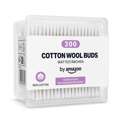by Amazon Cotton Buds 200 Units, 100% Cotton