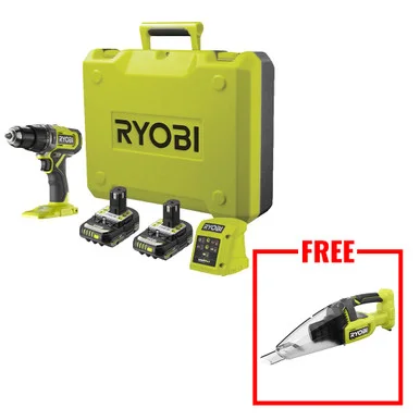 Ryobi RPD18-2C20B 18V ONE+ Combi Drill Kit, 2x 2.0Ah Batteries, Charger & Case