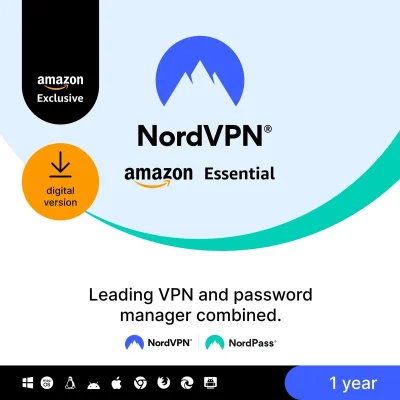 NordVPN Amazon Essential Digital Code, 10 Devices, 1-Year, VPN & Password Manager
