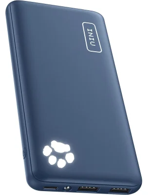 INIU USB-C Power Bank 10000mAh Triple 3A High-Speed Portable Charger, Blue