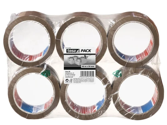 6 x Tesa Standard Packaging Tape Havana 66m x 50mm