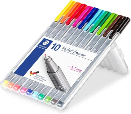 STAEDTLER triplus Fineliner Pens 334 SB10, 10 Assorted Colours (Pack of 10)
