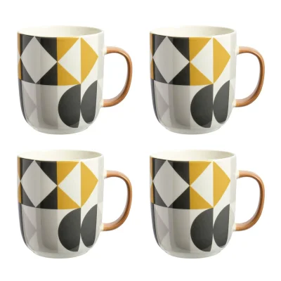 Argos Home Geo Pack of 4 Stoneware Mugs