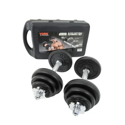 York Fitness 20kg Cast Iron Dumbbell Set with Case