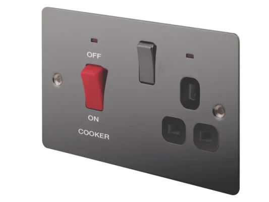 LAP 45A 2-Gang DP Cooker Switch & 13A DP Switched Socket / 45A 1-Gang DP Cooker Switch
