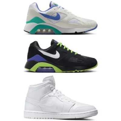 Nike Air Footwear Sale (e.g. Jordan 1 Mid White UK 5 / Air Max 180 Black UK 4,5,7,9)