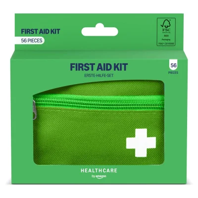 Healthcare by Amazon First Aid Kit, 56 Pieces, Green