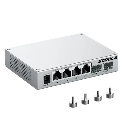 SODOLA 6-Port 2.5Gb Web Managed Switch, 4x 2.5G Base-T & 2x 10G SFP+
