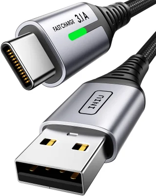 INIU USB-C Charger Cable 2m USB-A to USB-C 3.1A Nylon Braided Charging Cable