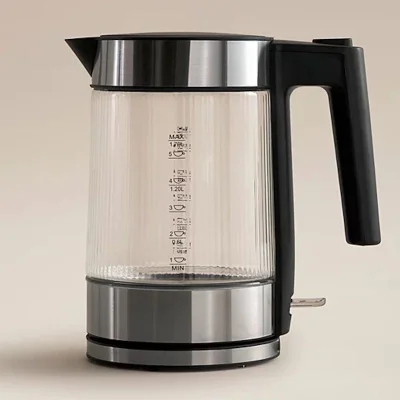 Ribbed Glass 3000W Fast Boil 1.7L Kettle - Clear