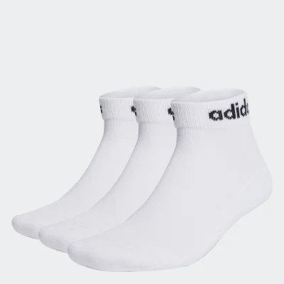 adidas Unisex Linear Ankle Cushioned Socks (3 Pairs), White, UK 6.5-8