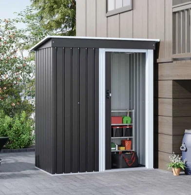 Livingandhome Roomy Lockable Metal Storage Shed 164x88x182cm Anthracite