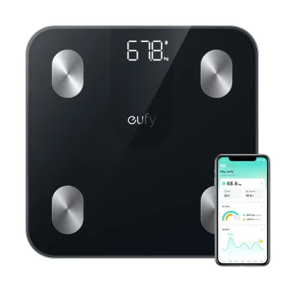 eufy Smart Scale A1 Bluetooth Body Fat Bathroom Scale 12 Measurements BMI Black