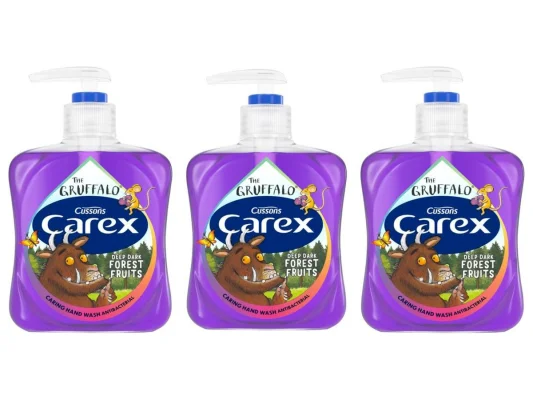 3 x Carex Antibacterial Handwash 250ml (Gruffalo/Original/Moisture/Aloe/Sensitive/Cherry/Seville/Sunlight Spring)