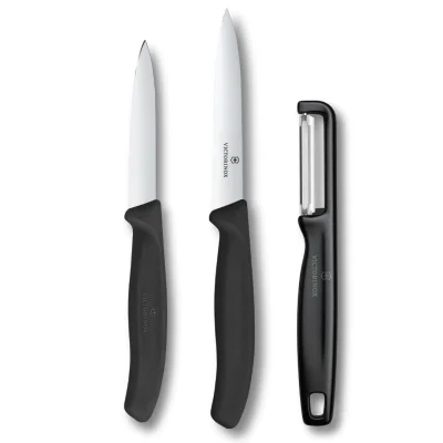 Victorinox Swiss Classic Paring Knife Set with Peeler, Paring & Tomato Knife, 3-Piece, Black