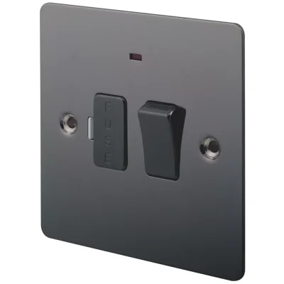LAP 13A Switched Fused Spur with LED, Black Nickel with Black Inserts