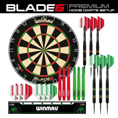 Winmau Blade 6 Dartboard with Darts & Oche Line