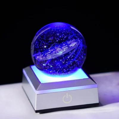 H&D HYALINE & DORA 3D Solar System Crystal Ball Multicolor Night Light Decolamp 60mm Galaxy