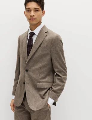 M&S Collection Tailored Fit Italian Wool Rich Tweed Suit Jacket - Limited Sizes