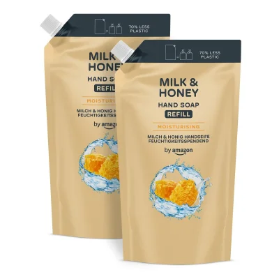 by Amazon Hand Soap Refill 2 x 1000ml - Milk & Honey / Sensitive / Anti-Odour