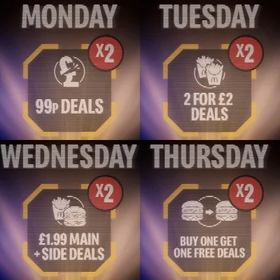 McDonald's App Daily Deals (Mon–Sun, Bank Holiday Offers)