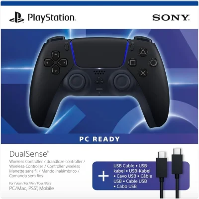 PlayStation DualSense Wireless Controller Midnight Black + USB Cable for PC