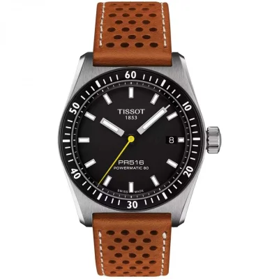 Tissot PR516 Powermatic 80 Automatic Watch - Tan Leather Strap