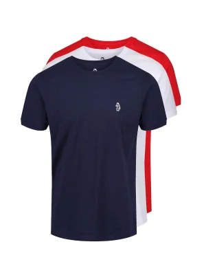 Luke 1977 Men’s Johnys 100% Cotton 3 Pack T-Shirts - Red/White/Navy (XS-XXXL)