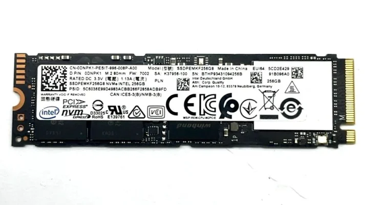Intel SSDPEMKF256G8 256GB M.2 2280 PCIe Gen 3.0 x4 NVMe Internal SSD 0DNPK1 Used