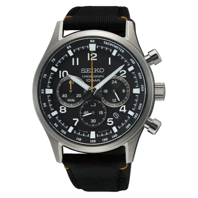 Seiko Conceptual Sport Men's Chronograph Watch SSB449P1 Black Dial Black Nylon Strap