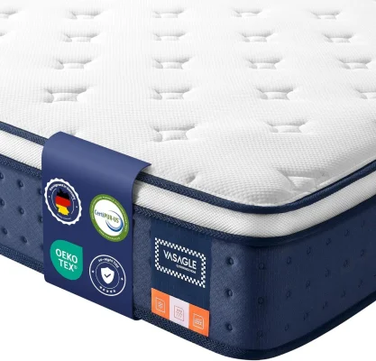 VASAGLE Single Hybrid Mattress 90 x 190 x 25cm with Pocket Springs & Gel Memory Foam
