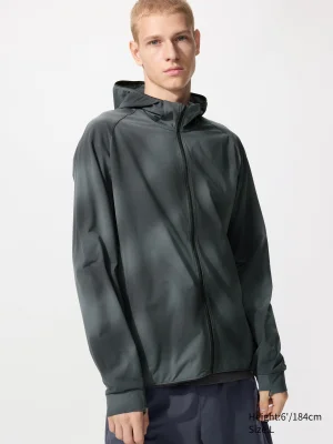 UNIQLO DRY-EX UV Protection Men's Full-Zip Hoodie Jacket (Printed), Grey/Black, XS-XL