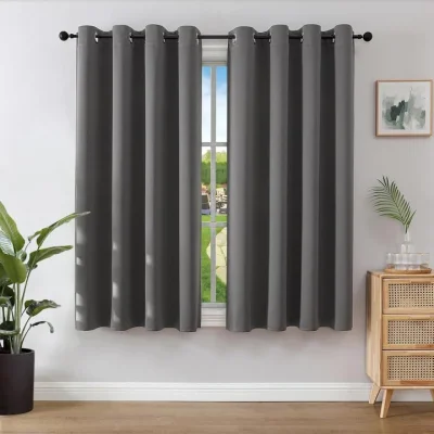 Joydeco Blackout Curtains 46x54" (2 Panels) Dark Grey Eyelet Thermal Insulated Drapes