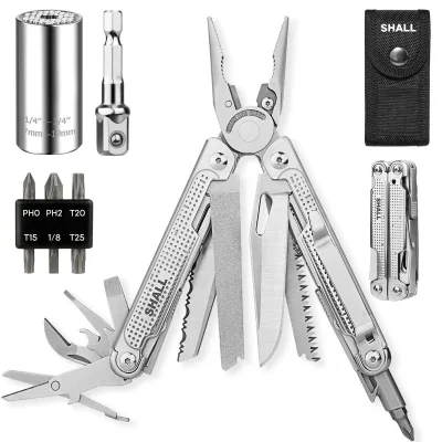 SHALL 18-in-1 Multi Tool Multitool Pliers with Screwdriver Bit & Universal Socket