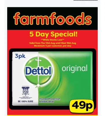Dettol Original Antibacterial Soap Bar 60g (3 Pack)