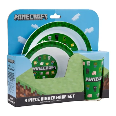 Minecraft / Rainbow High Kids 3-Piece Tableware Dinner Set (21cm Plate, 16cm Bowl, 200ml Cup)