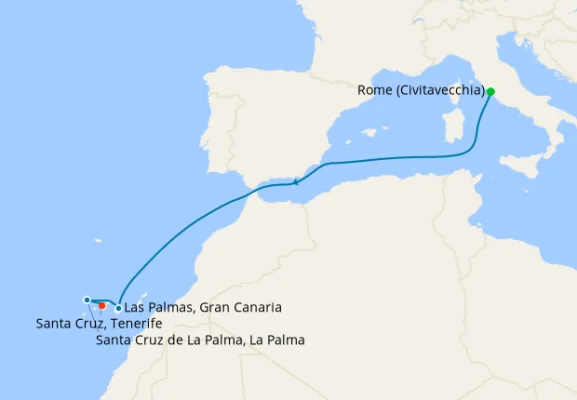 MSC Cruises MSC Fantasia 6-Night Rome to Tenerife Cruise, Inside Cabin, Full Board, 7 Dec 2026