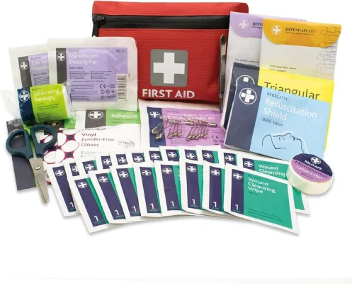 Lewis-Plast Premium 92-Piece First Aid Kit, Red, Small