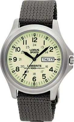 Lorus Men's Lumibrite Grey Fabric Strap Watch