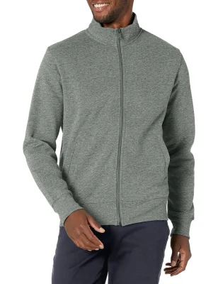 Amazon Essentials Men's Regular Fit Fleece Full-Zip Jumper, Grey, Large