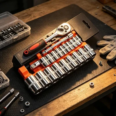 1/4 Inch Drive 12-Piece Socket Ratchet Wrench Set with Extension Bar, Metric 4-13mm